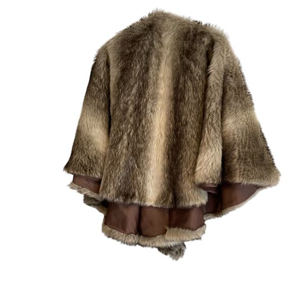 Vintage Faux Fur Gray White Shawl Stole Tie Front Classy Chic Holiday One Size - Picture 4 of 16